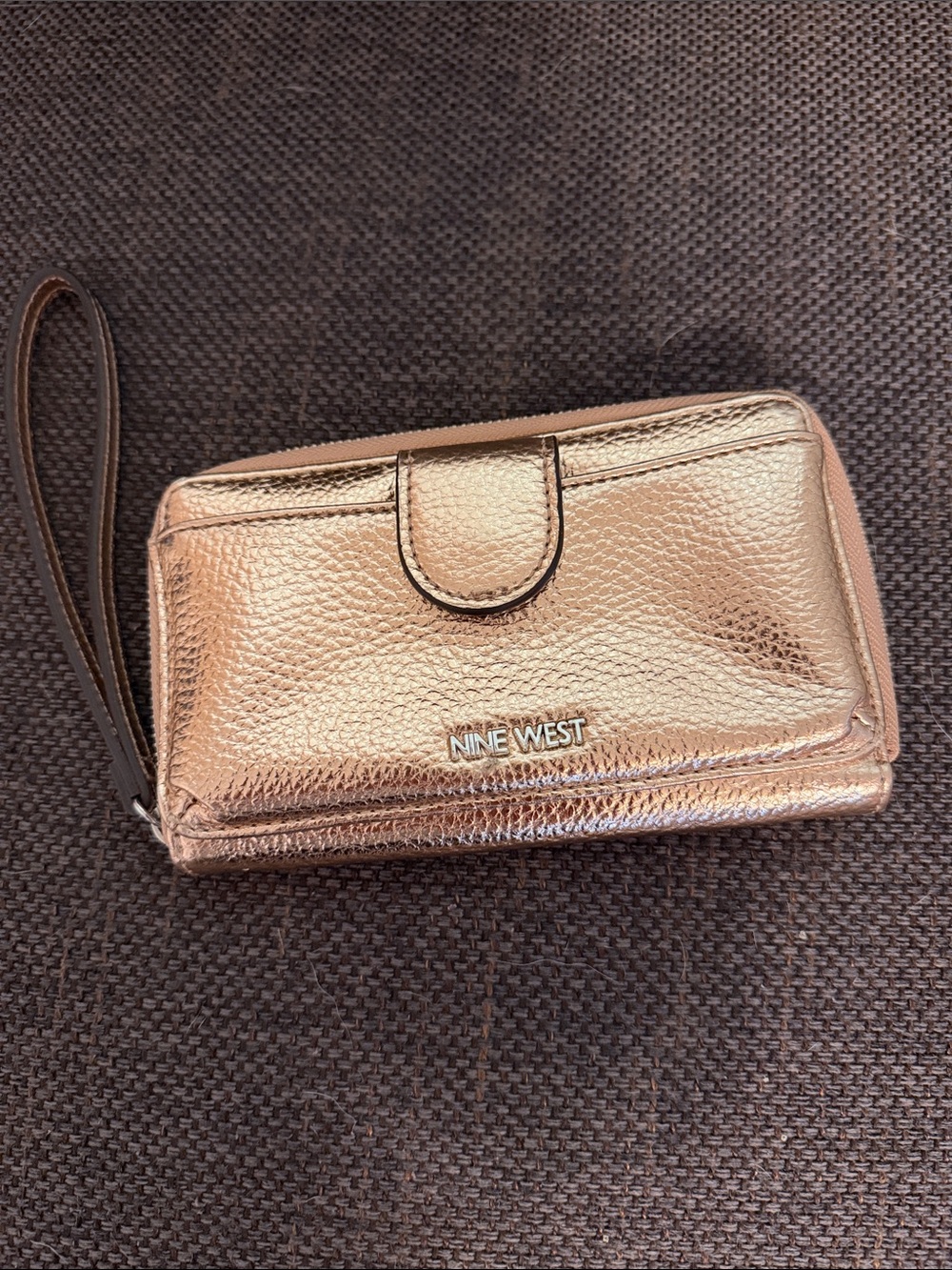 Nine West Metallic Rose Gold Wristlet Clutch